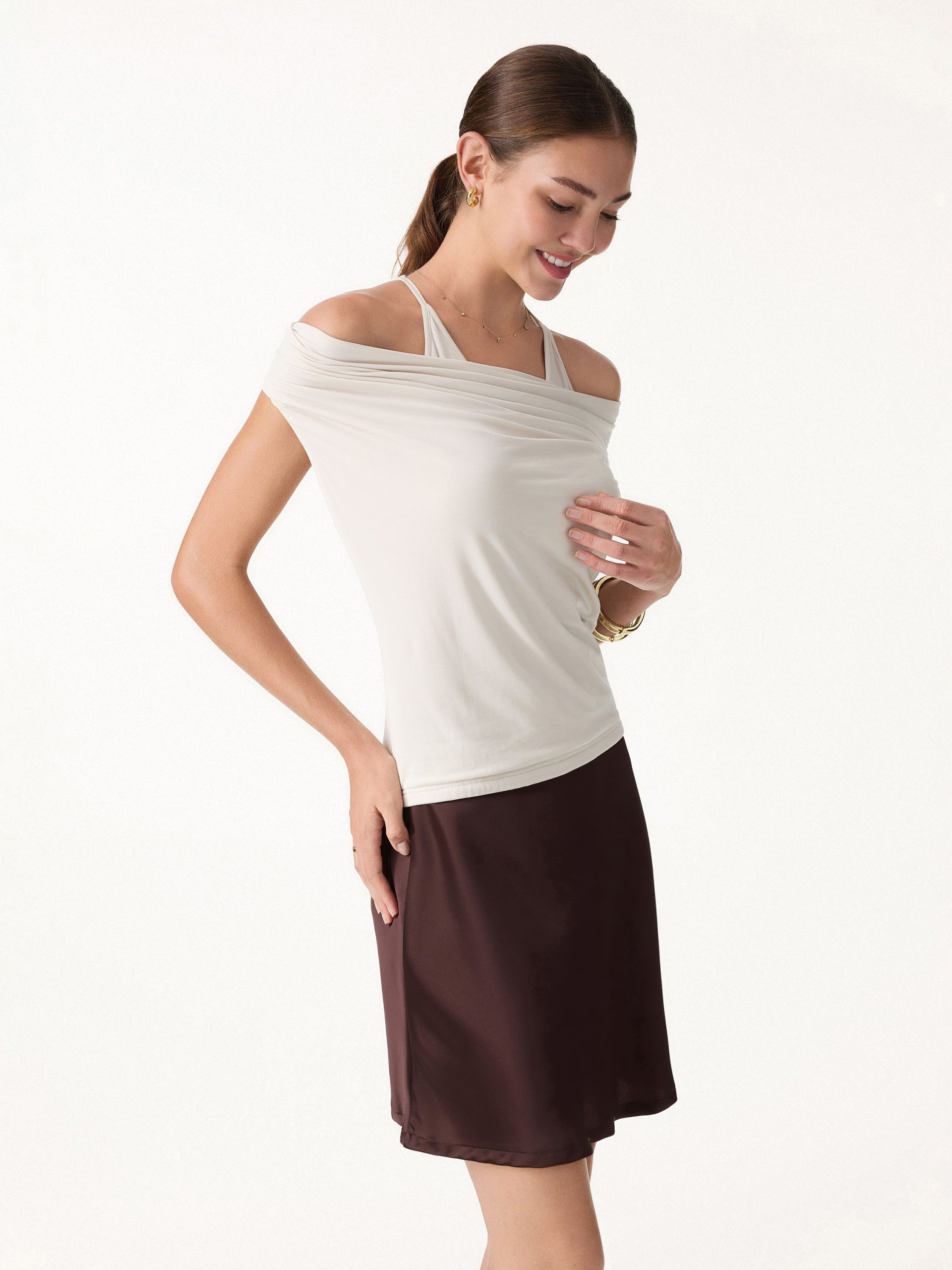 Matte Multi-Wear Cowl Neck Bra Top - Image 3