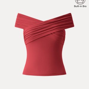 Criss Cross Off Shoulder New Airy Bra Top - Image 25