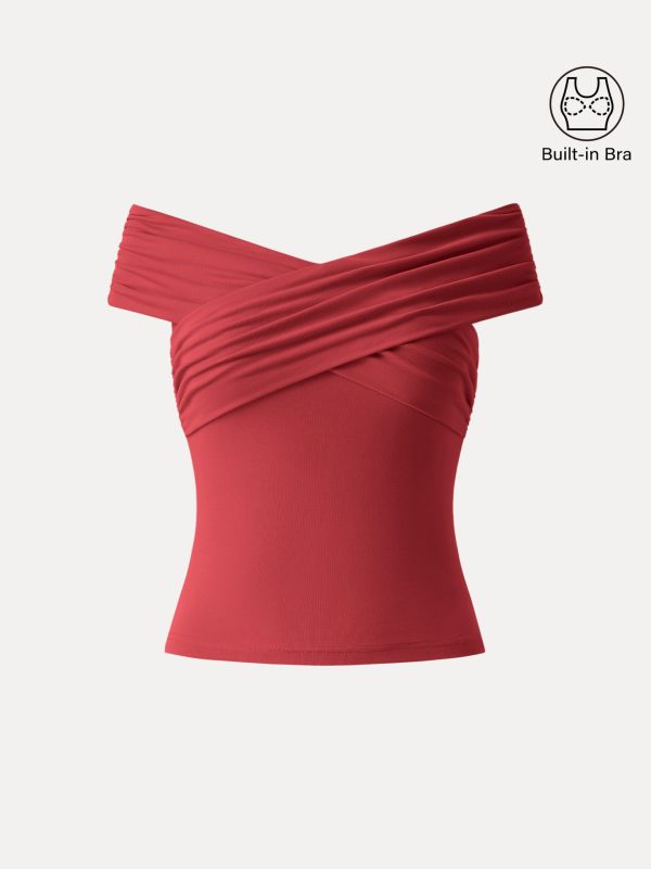 Criss Cross Off Shoulder New Airy Bra Top