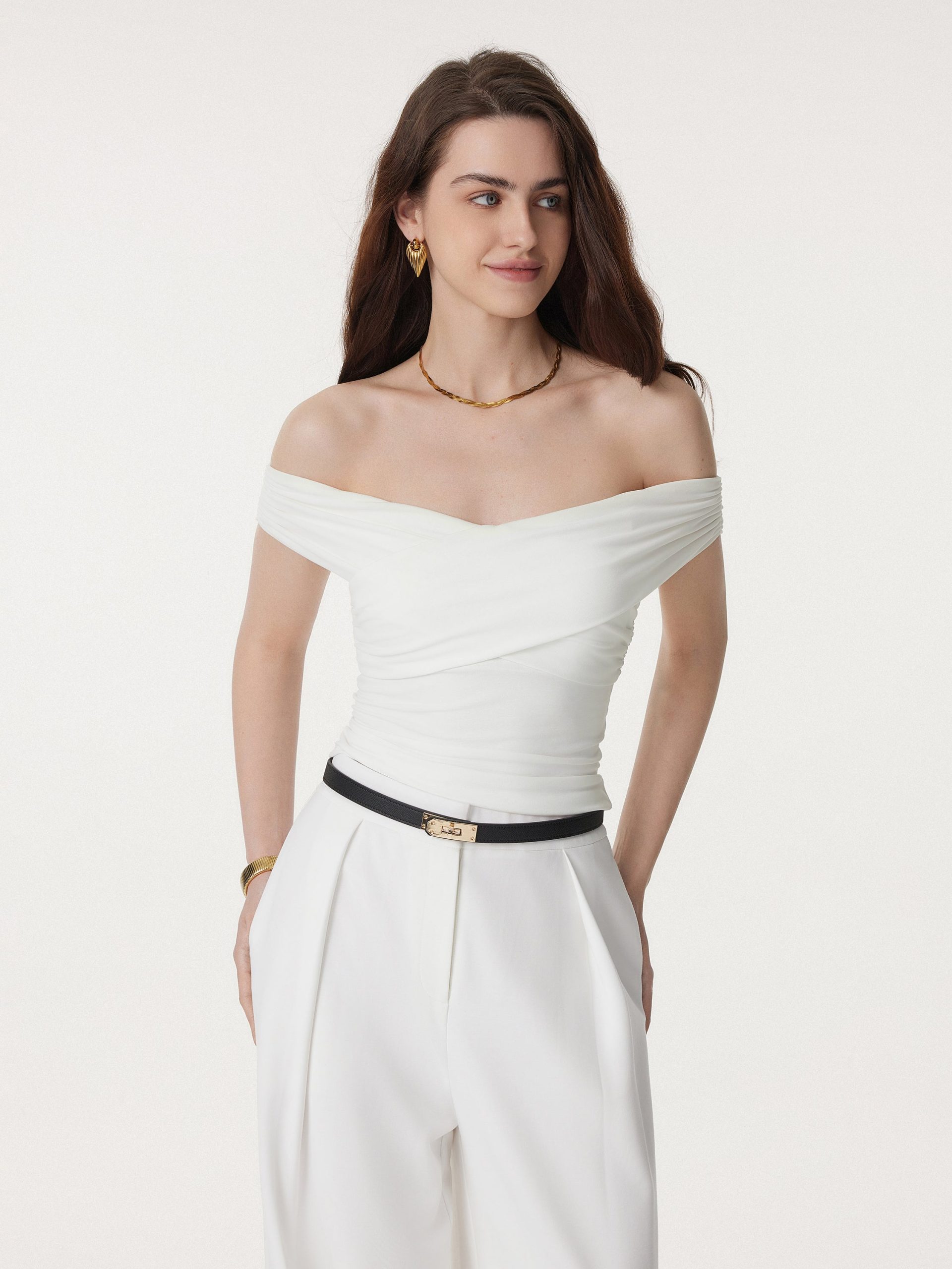 Criss Cross Off Shoulder New Airy Bra Top - Image 10