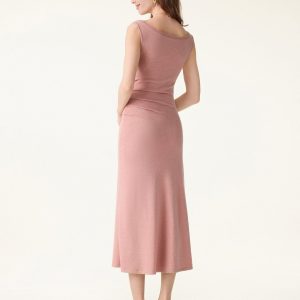 Elegant Boatneck Tucked Fit-and-Flare Midi Bra Dress - Image 7
