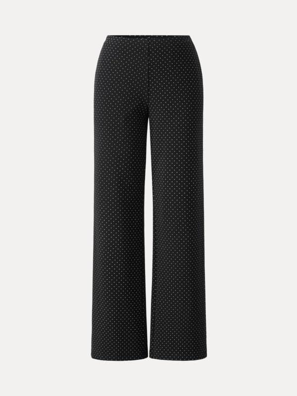 Stretch Cotton Polka Dot Wide Leg Pull-On Pants with Pockets Limited Edition
