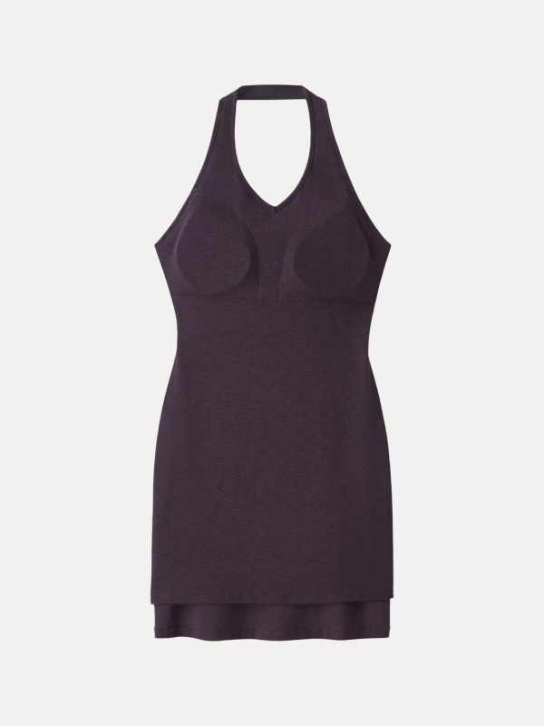 Classic Halter Neck Opend Back Mini Bra Dress