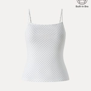 Stretch Cotton Polka Dot Adujstable Spaghetti Bra Top Limited Edition - Image 12
