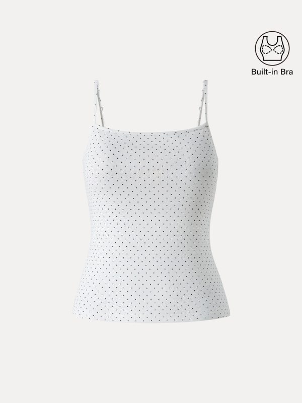 Stretch Cotton Polka Dot Adujstable Spaghetti Bra Top Limited Edition
