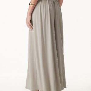 2Pcs Set Spaghetti Bra Top with Side Slit & A-Line Maxi Skirt with Pockets - Image 12