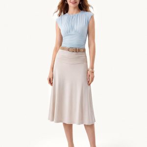 Cooling SkinKiss Ruched Round Neck Cap Sleeve Bra Top - Image 13