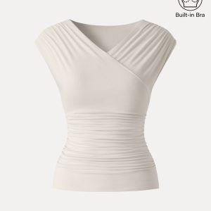 SkinKiss Surplice V-Neck Ruching Bra Top - Image 17