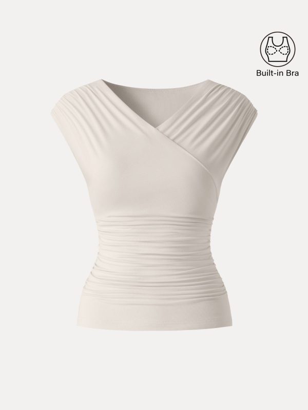 SkinKiss Surplice V-Neck Ruching Bra Top