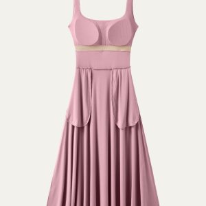 Square Neck Flowy New Airy Bra Midi Dress - Image 9
