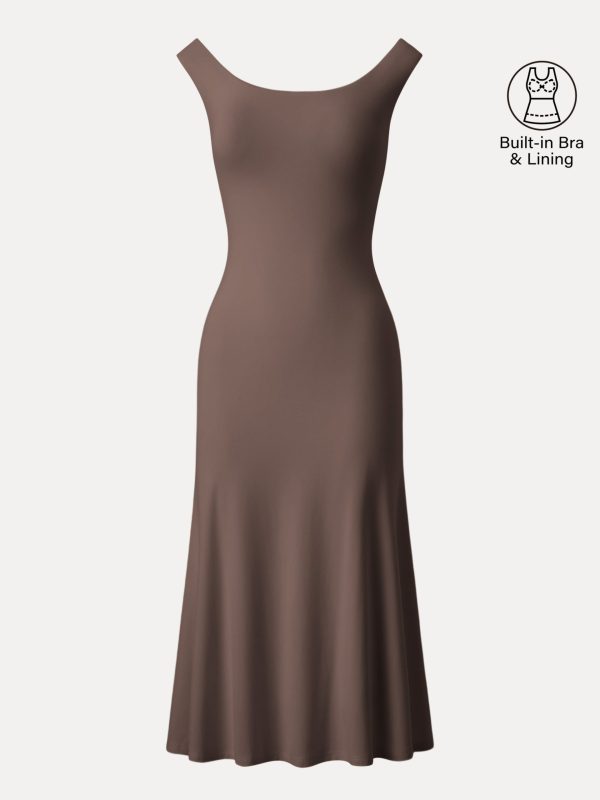 Scoop Neck Midi Low Back Bra Dress