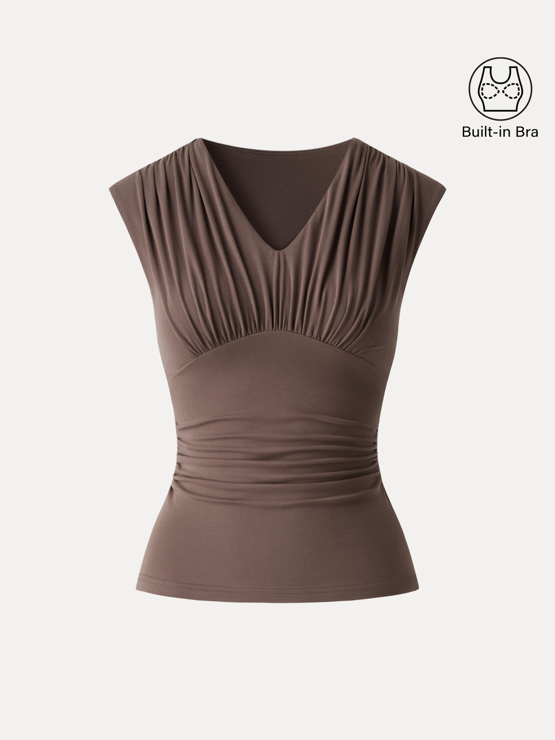 SkinKiss Cooling V-Neck Ruched Wide Shoulder Bra Tank - Image 9
