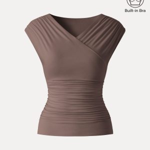 SkinKiss Surplice V-Neck Ruching Bra Top - Image 18