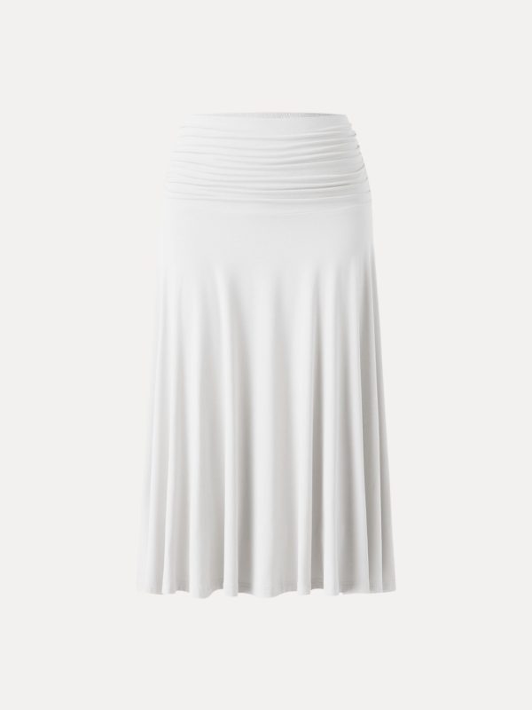 Flowy Side Ruched A-line Midi Skirt