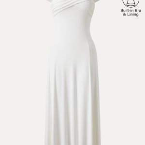 Flowy Criss Cross Off-shoulder Midi Bra Dress - Image 9