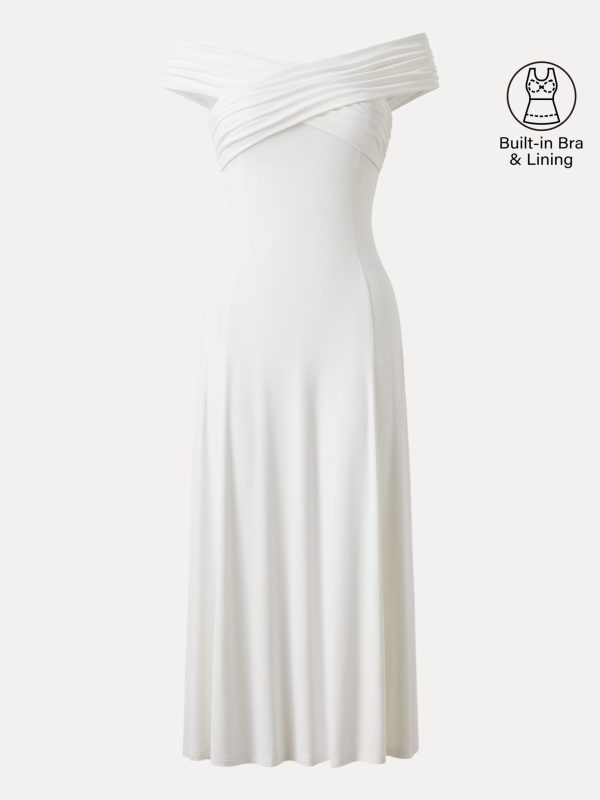 Flowy Criss Cross Off-shoulder Midi Bra Dress