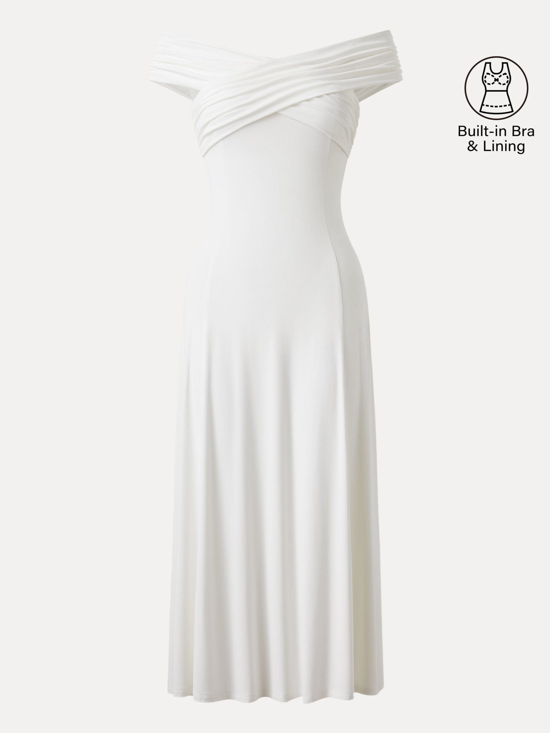 Flowy Criss Cross Off-shoulder Midi Bra Dress - Image 9