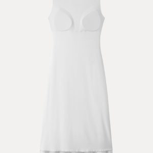 Classy Boatneck Open Back Bandless Midi Bra Dress - Image 12
