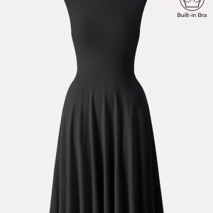 SkinKiss Boatneck Wide Shoulder Bra Dress with Pockets - Image 16
