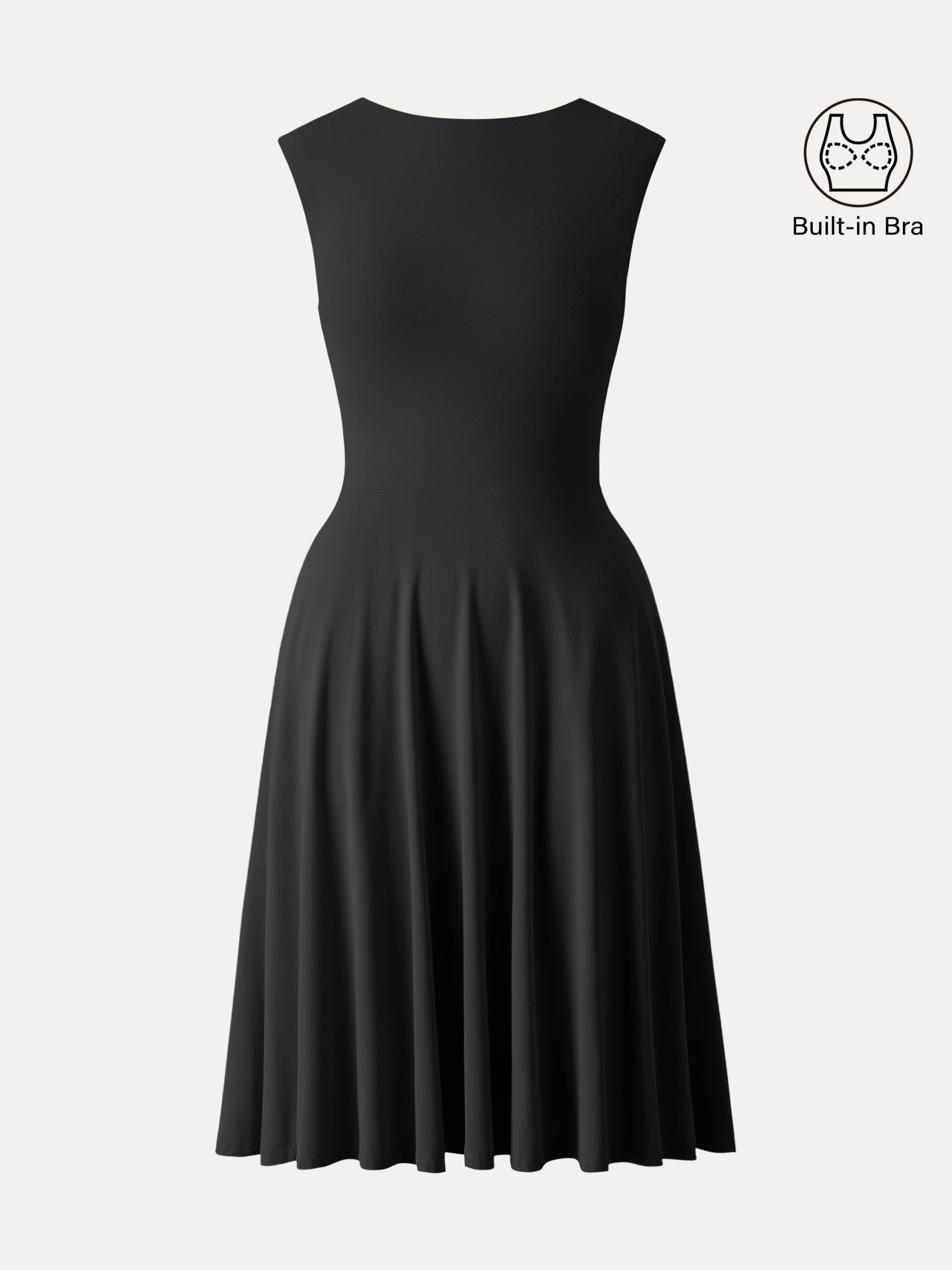 SkinKiss Boatneck Wide Shoulder Bra Dress with Pockets - Image 16