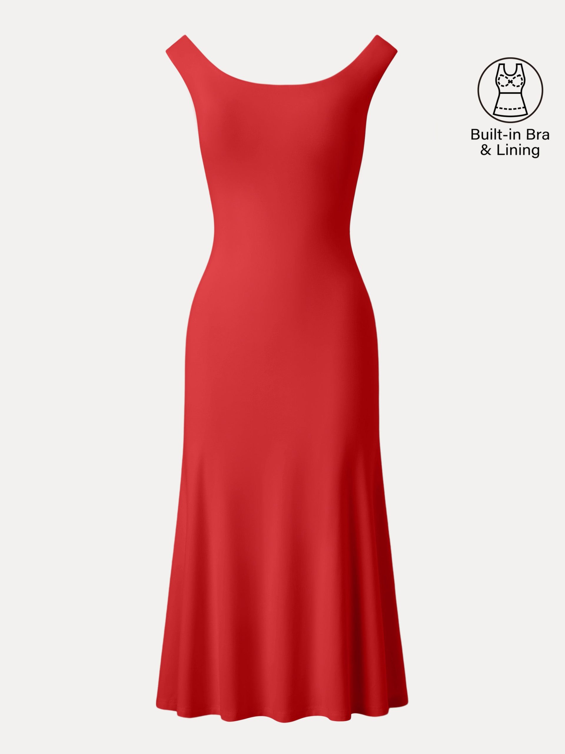 Scoop Neck Midi Low Back Bra Dress - Image 15