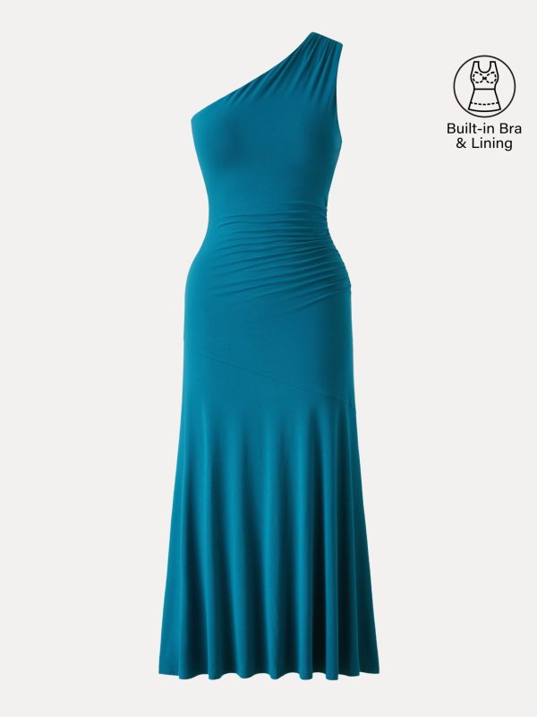 SkinKiss Ruched One Shoulder Maxi Bra Dress