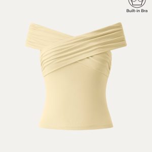 Criss Cross Off Shoulder New Airy Bra Top - Image 27