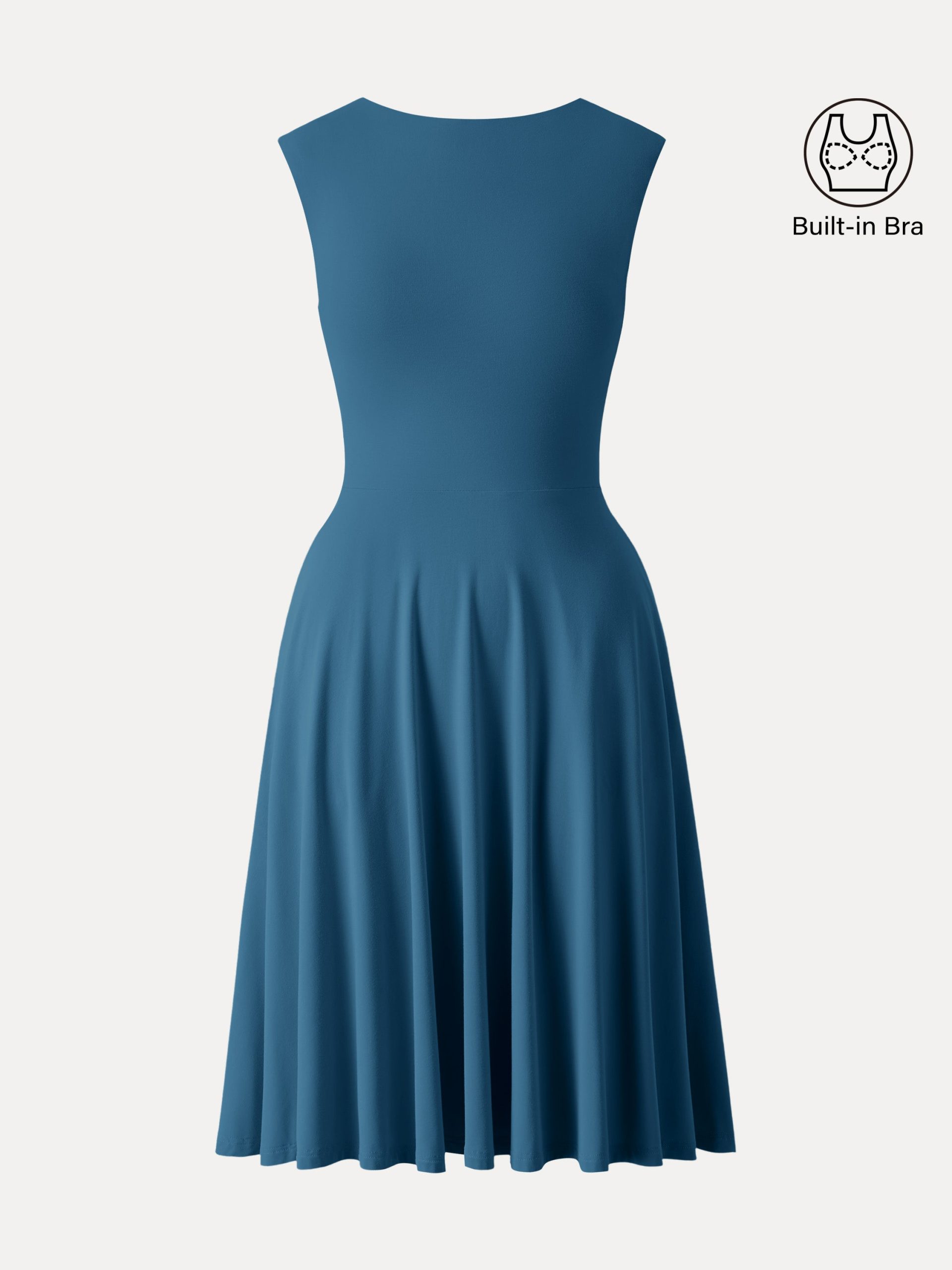 SkinKiss Boatneck Wide Shoulder Bra Dress with Pockets - Image 2
