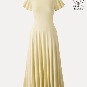 SkinKiss Boatneck Fit-and-Flare Maxi Travel Bra Dress with Pockets - Image 3