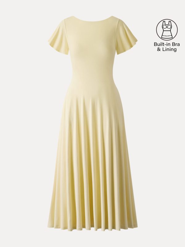 SkinKiss Boatneck Fit-and-Flare Maxi Travel Bra Dress with Pockets