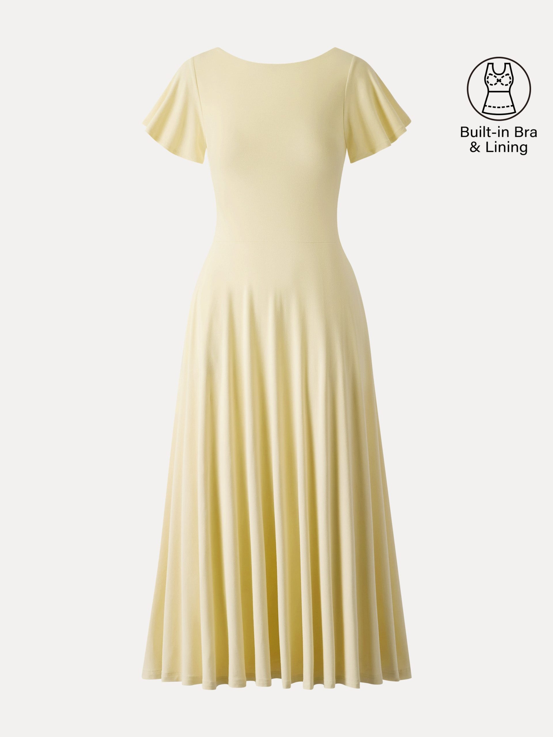 SkinKiss Boatneck Fit-and-Flare Maxi Travel Bra Dress with Pockets - Image 3