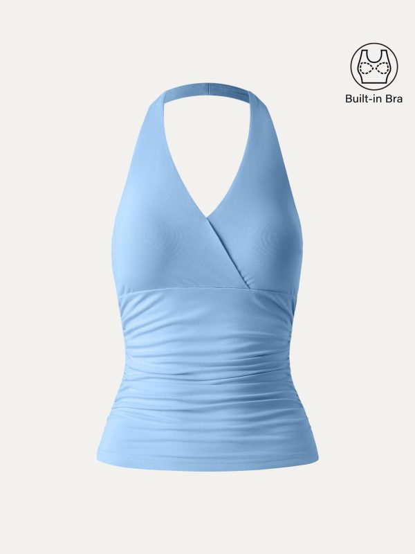 Halter Neck Side Gathered New Airy Bra Tank