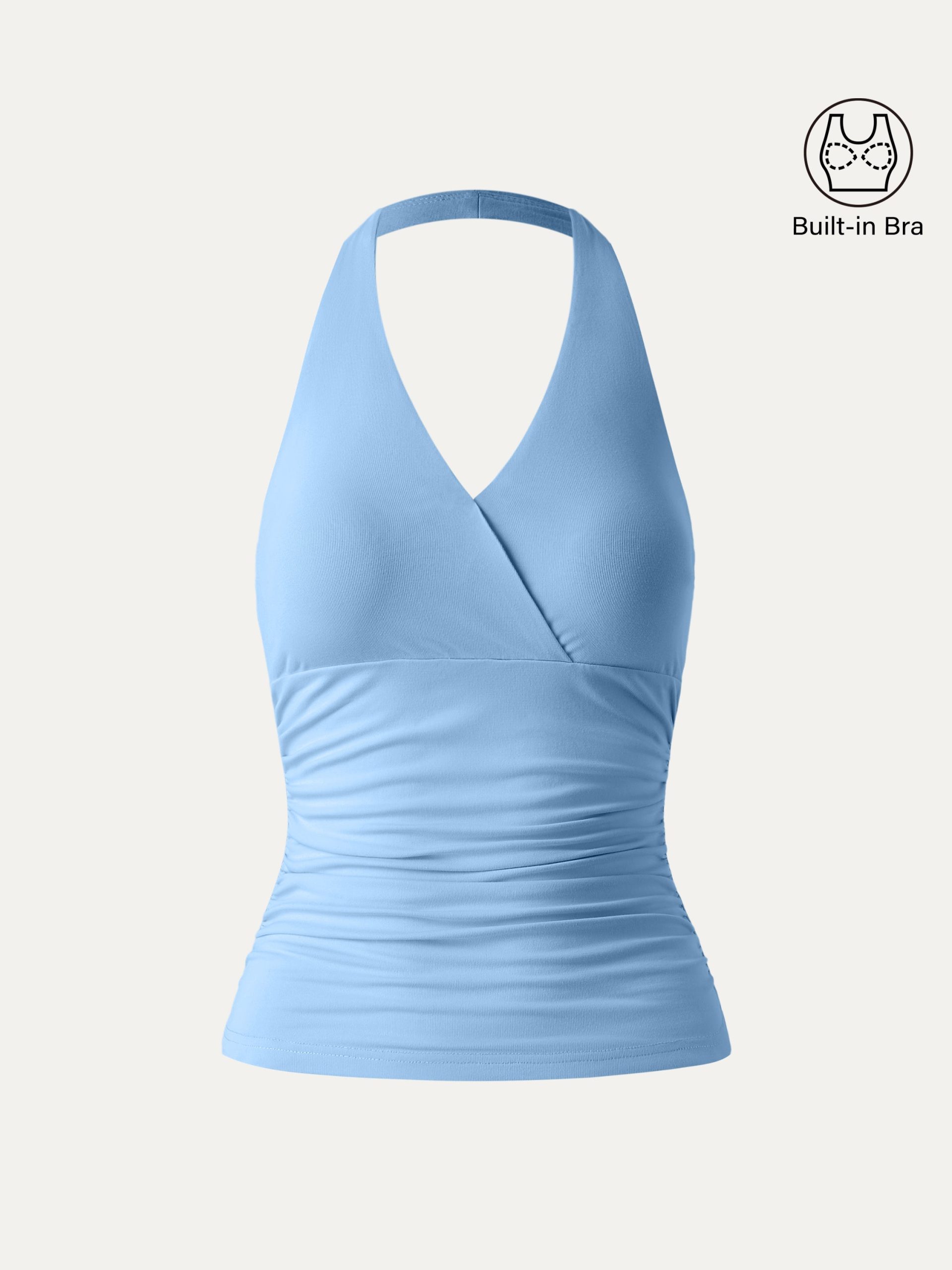 Halter Neck Side Gathered New Airy Bra Tank - Image 20