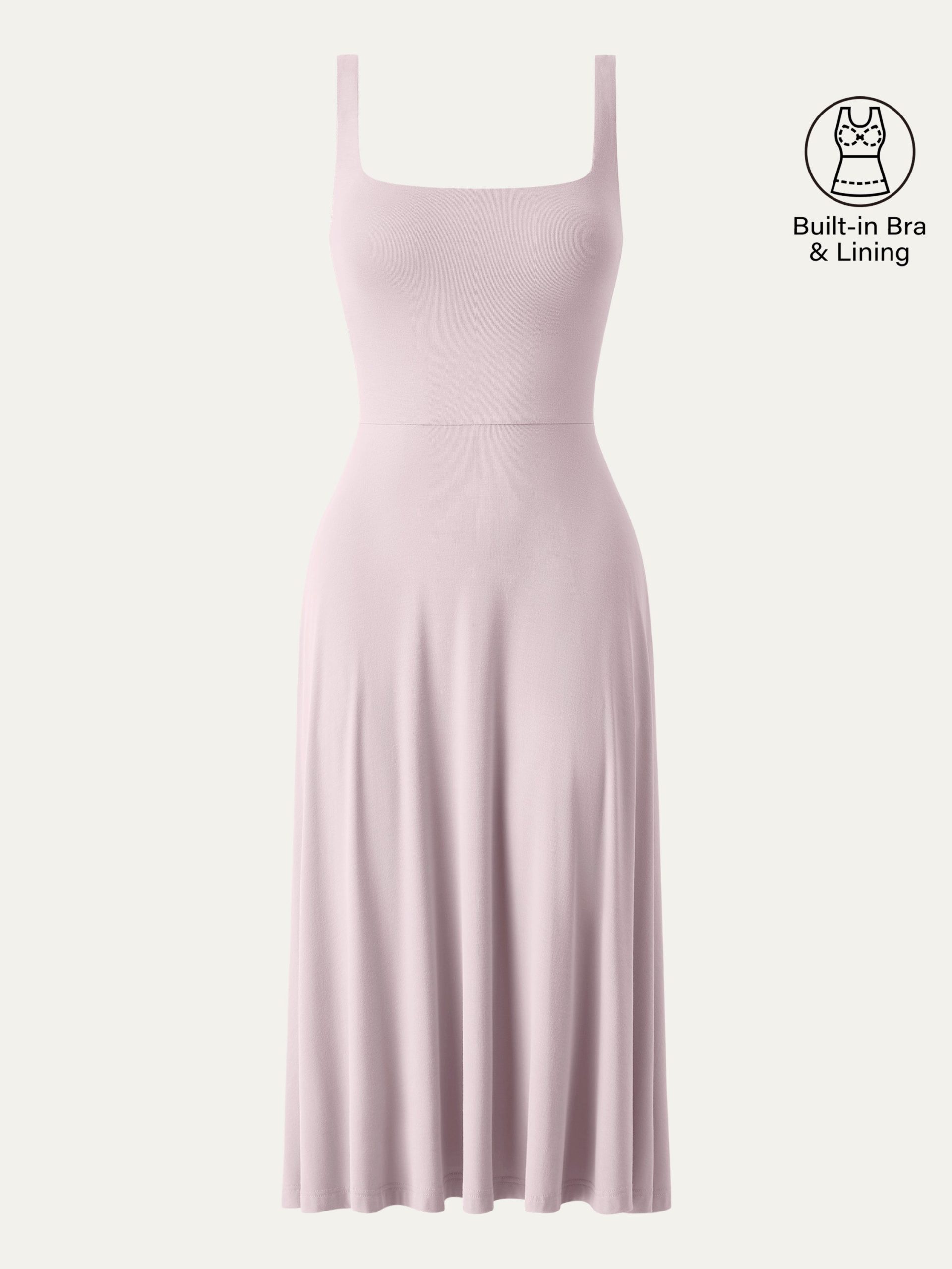 Square Neck Flowy New Airy Bra Midi Dress - Image 15