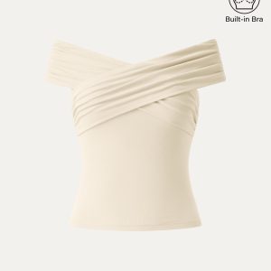 Criss Cross Off Shoulder New Airy Bra Top - Image 26