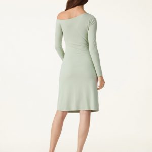 SkinKiss Asymmetrical Neck Ruched Knee Bra Dress - Image 5