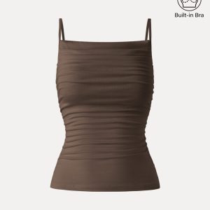 Adjustable Spaghetti Straps Side Ruched New Airy Bra Tank - Image 13