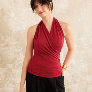 Buttery Smooth Surplice Halter Neck Sculpt Tank