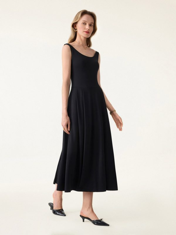Balletic Scoop Neck Midi Bra Dress with Pockets