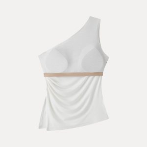 Linen Knit One Shoulder Bra Tank - Image 9