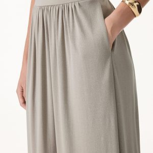 2Pcs Set Spaghetti Bra Top with Side Slit & A-Line Maxi Skirt with Pockets - Image 11