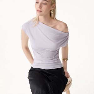 Cool-Touch Asymmetrical Ruched Shoulder Top - Image 5