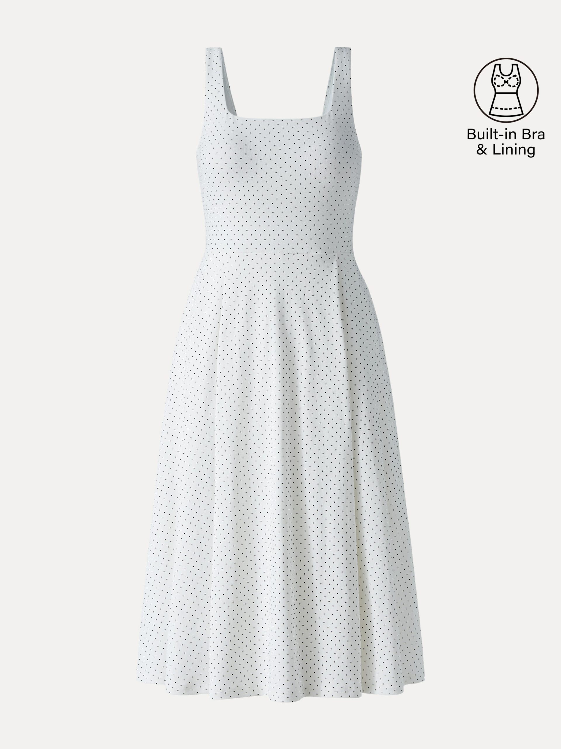 Stretch Cotton Polka Dot Square Neck Midi Bra Dress with Pockets Limited Edition - Image 11