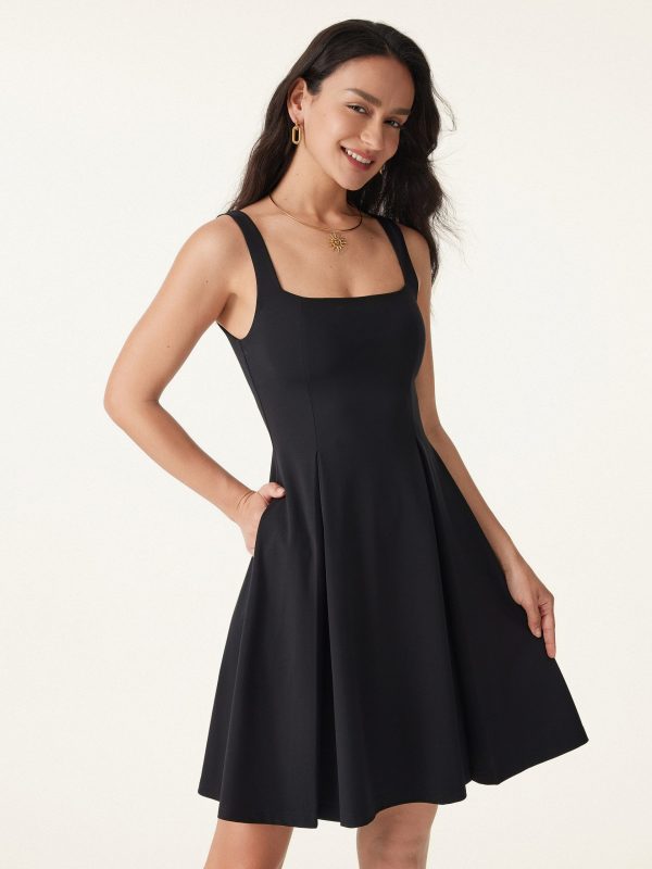 Square Neck Fit-and-flare Mini Bra Dress