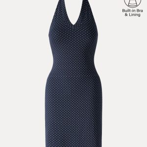 Soft Stretch Cotton Halter Neck Polka Dot Mini Bra Dress Limited Edition - Image 13
