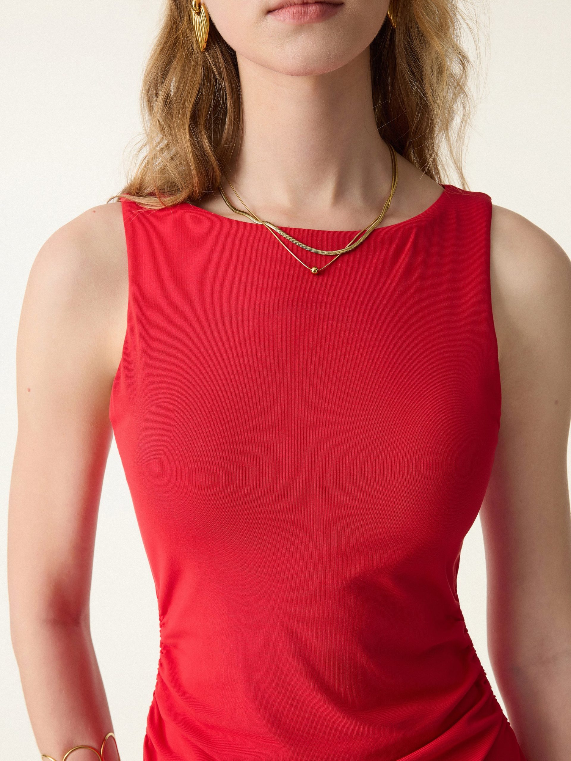 SkinKiss Boatneck Ruched A-line Mini Bra Dress - Image 5
