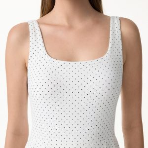 Stretch Cotton Polka Dot Square Neck Midi Bra Dress with Pockets Limited Edition - Image 3