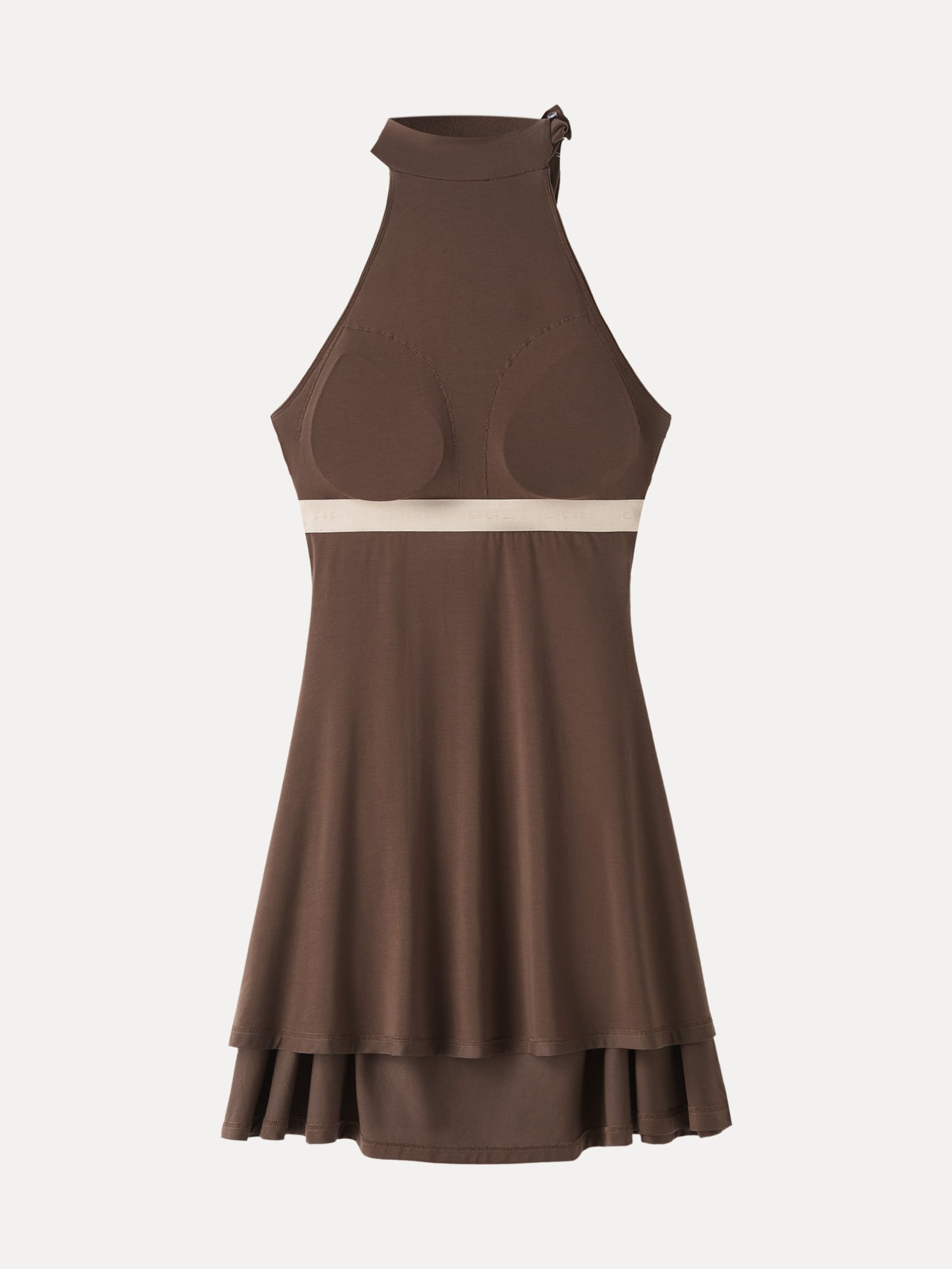 Milky Matte Mockneck Bow Tie Ruched Mini Bra Dress - Image 11