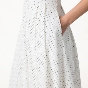 Stretch Cotton Polka Dot Square Neck Midi Bra Dress with Pockets Limited Edition - Image 4