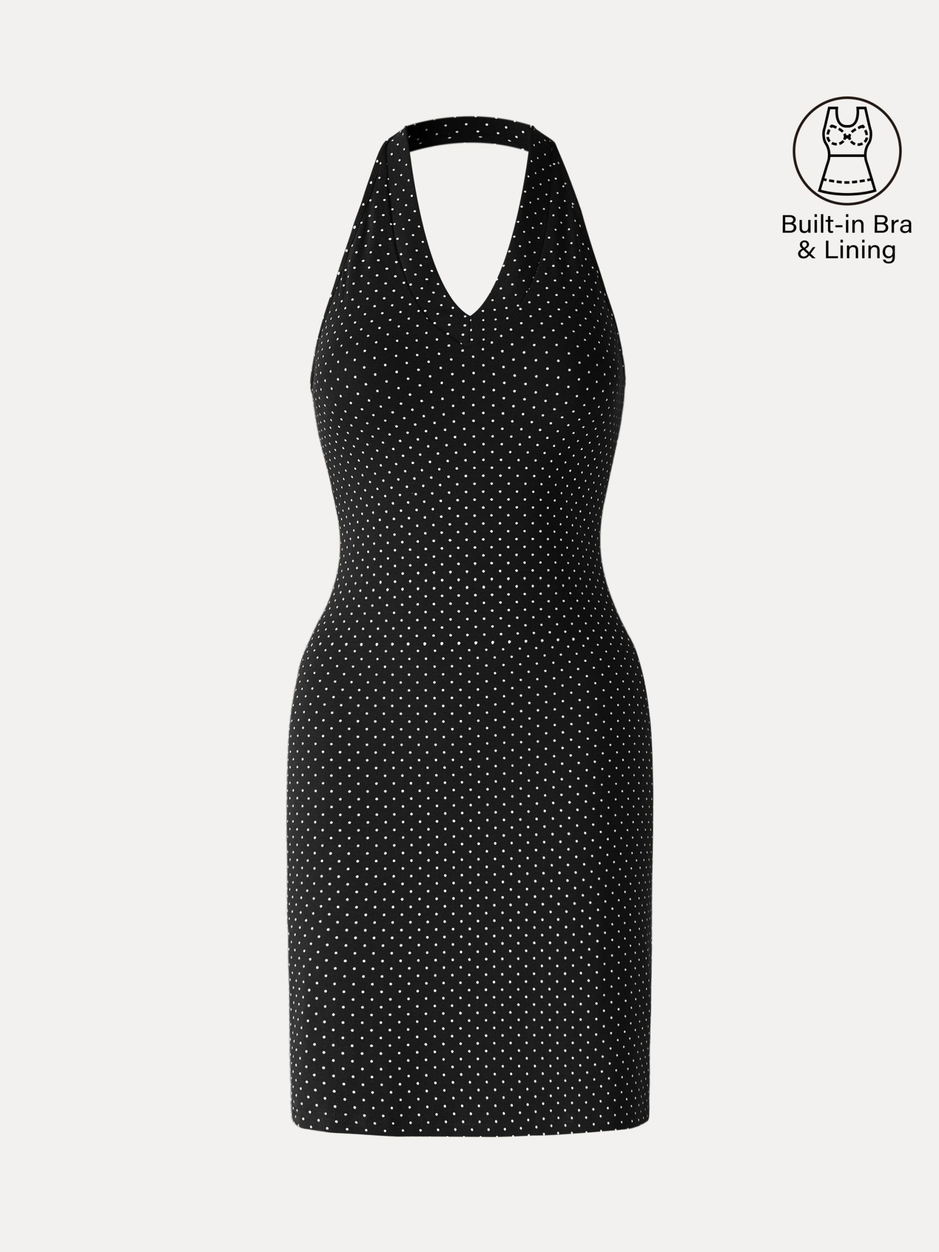 Soft Stretch Cotton Halter Neck Polka Dot Mini Bra Dress Limited Edition - Image 18